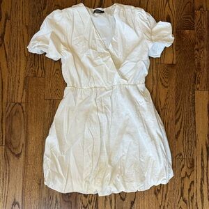 Amazon White Mini Dress with Puff Sleeves